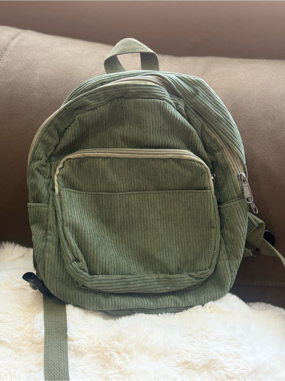 Olive Green Corduroy Everyday Backpack - Men